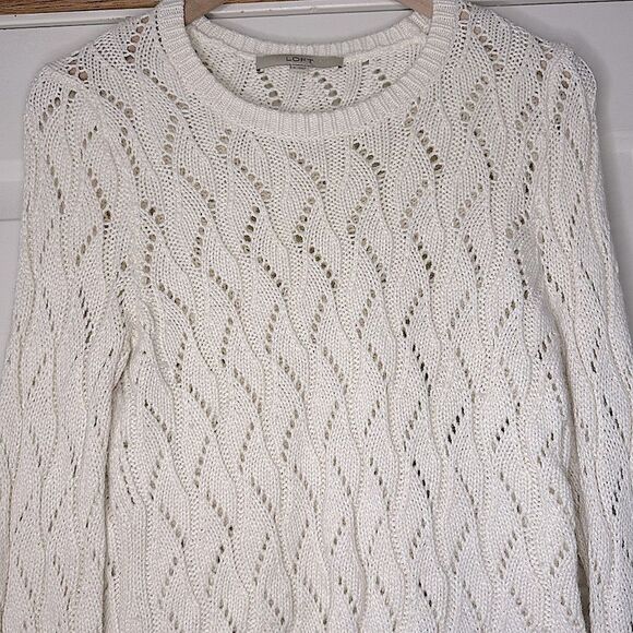 Ann Taylor Loft Cream Knitted Sweater Wool Rabbit Hair Blend - Picture 4 of 12